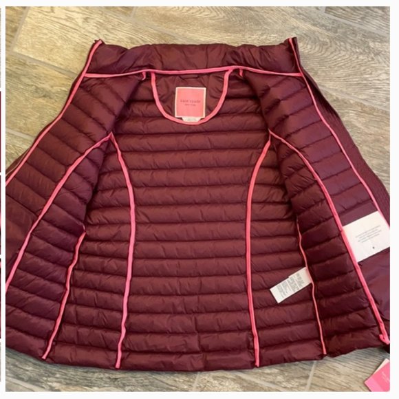 Kate Spade packable down coat jacket deep cherry size Small nwt - Picture 6 of 11